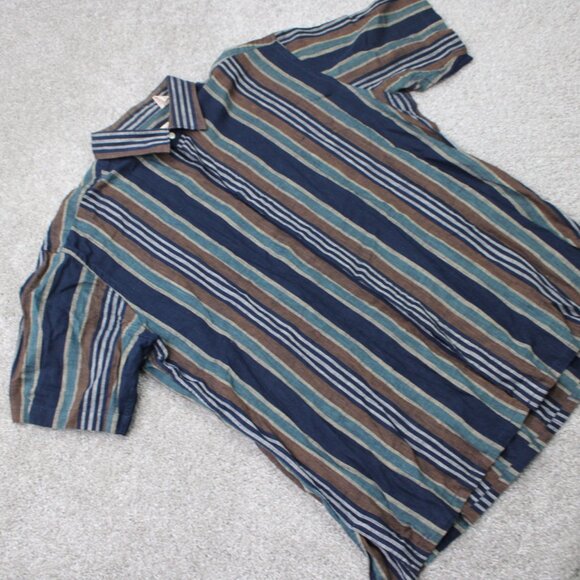 VTG Oscar De La Renta Shirt Mens Large Blue/Green Cotton/Linen/Ramie S/S Button - Picture 7 of 12